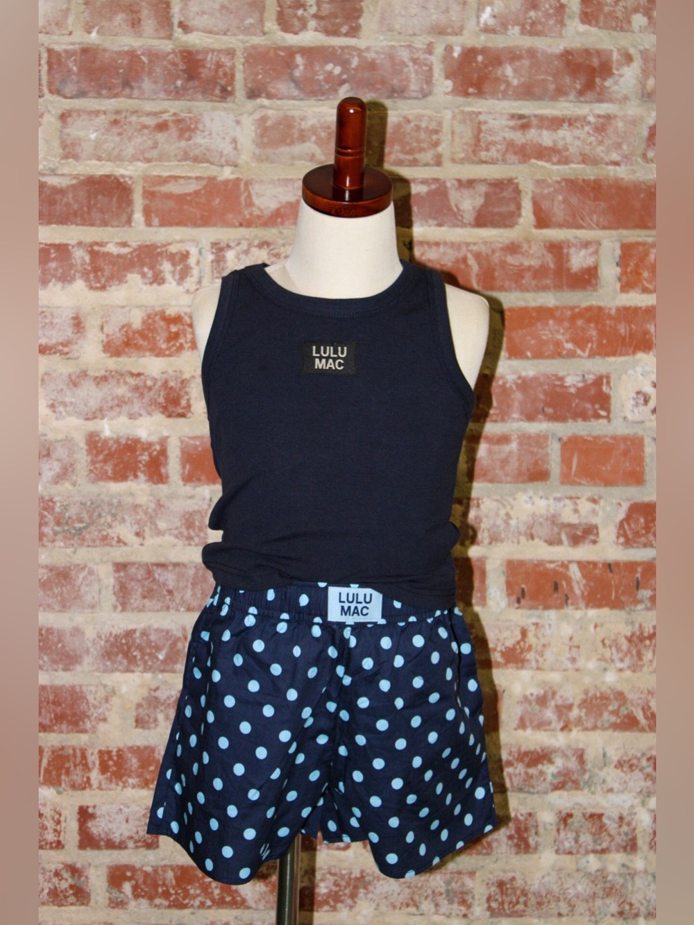 Lulu Mac Youth Navy/Light Blue Polka Dot Shorts